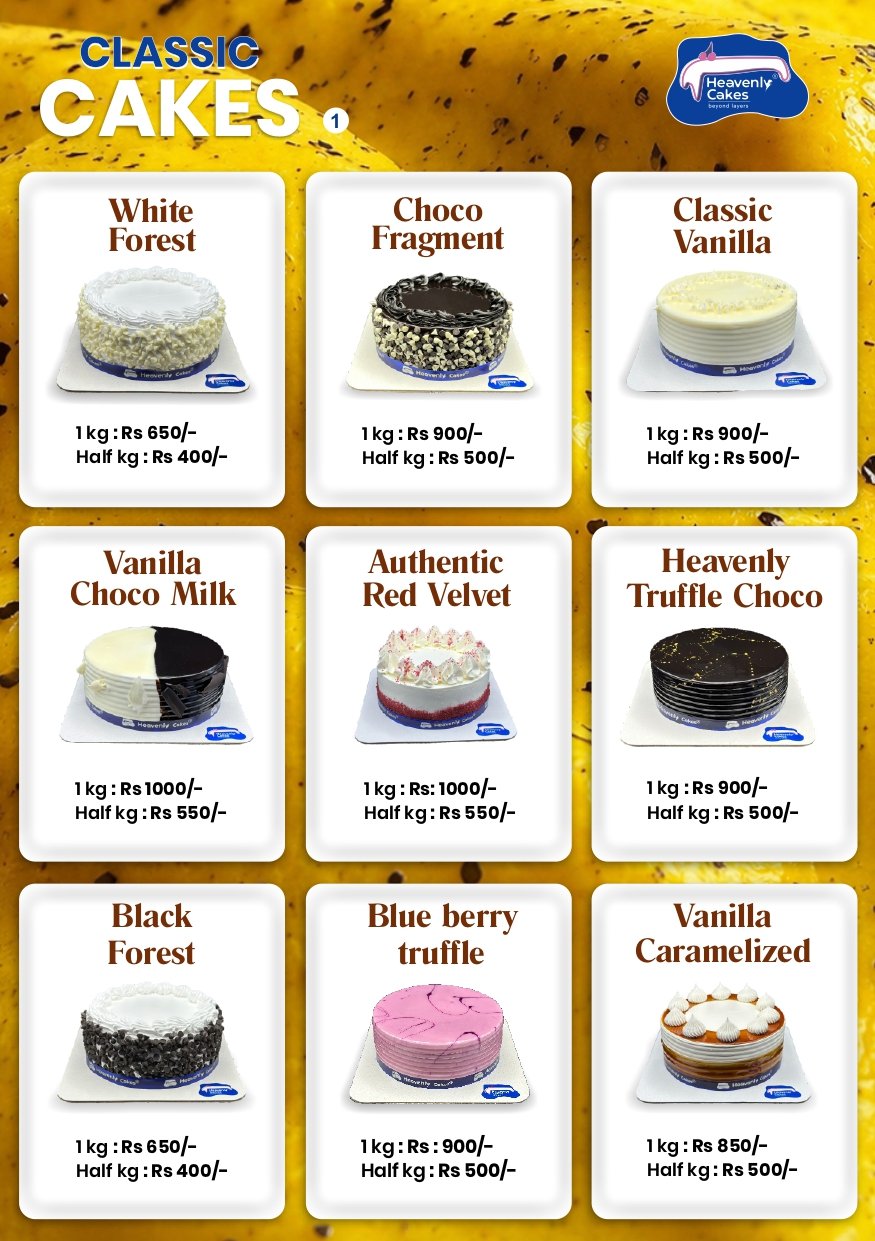 Heavenly Cakes menu card 3